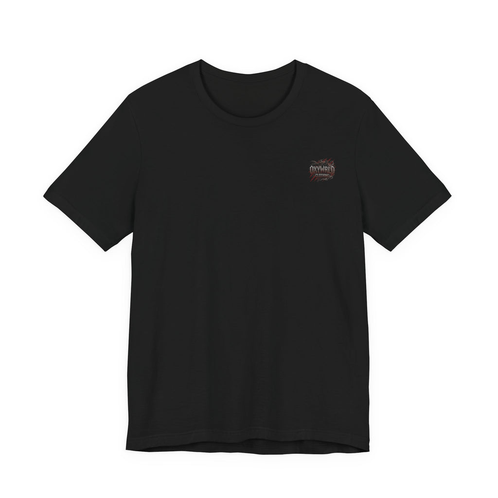 White Tee with Small Spiky Heart Graphic – Minimalist Punk Chest Logo Shirt