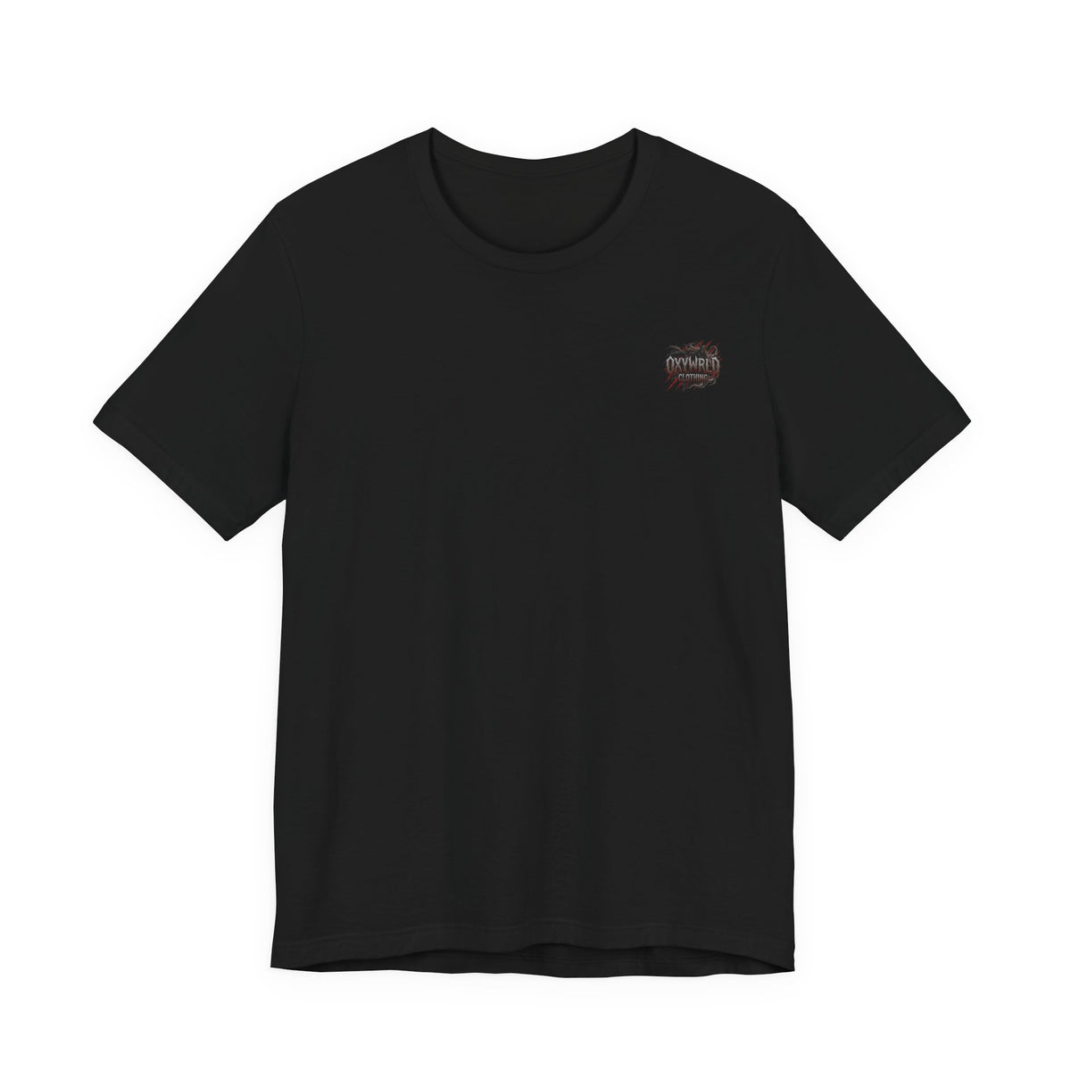 White Tee with Small Spiky Heart Graphic – Minimalist Punk Chest Logo Shirt