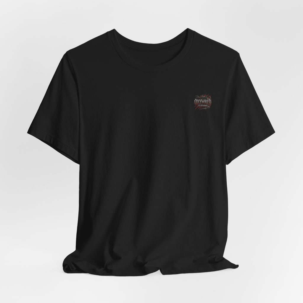 White Tee with Small Spiky Heart Graphic – Minimalist Punk Chest Logo Shirt