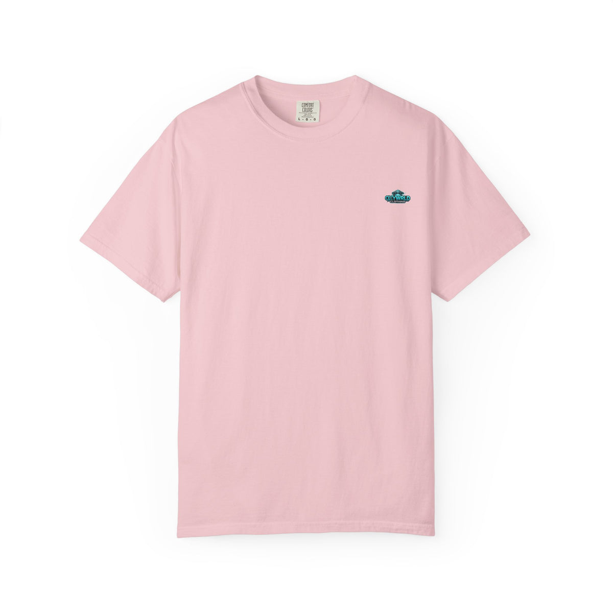 Minimal UFO Embroidered Tee — Small Alien Saucer Chest Patch