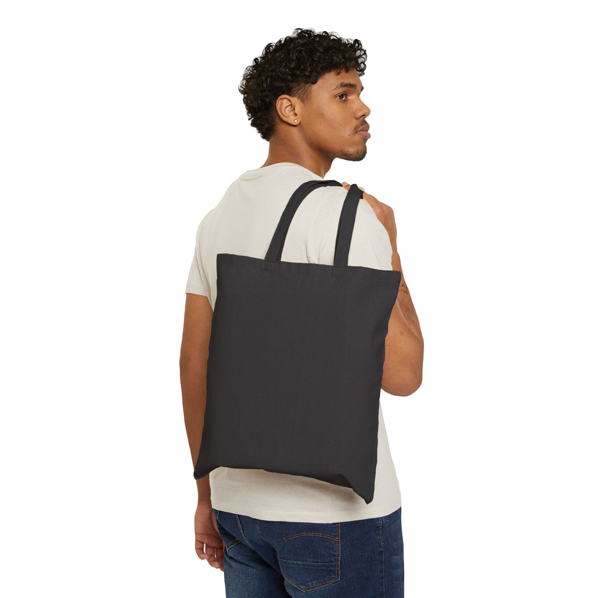 Canvas Tote Bag with Minimal Black Brushstroke Logo — Eco Market Tote