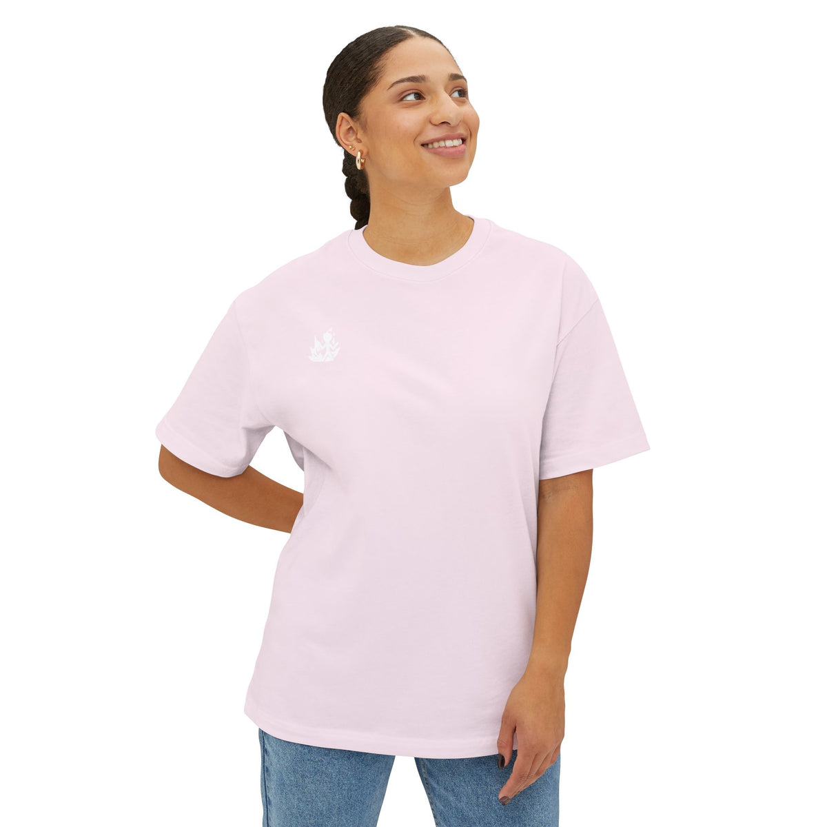 Pink Minimalist Floral Oversized Boxy T-Shirt