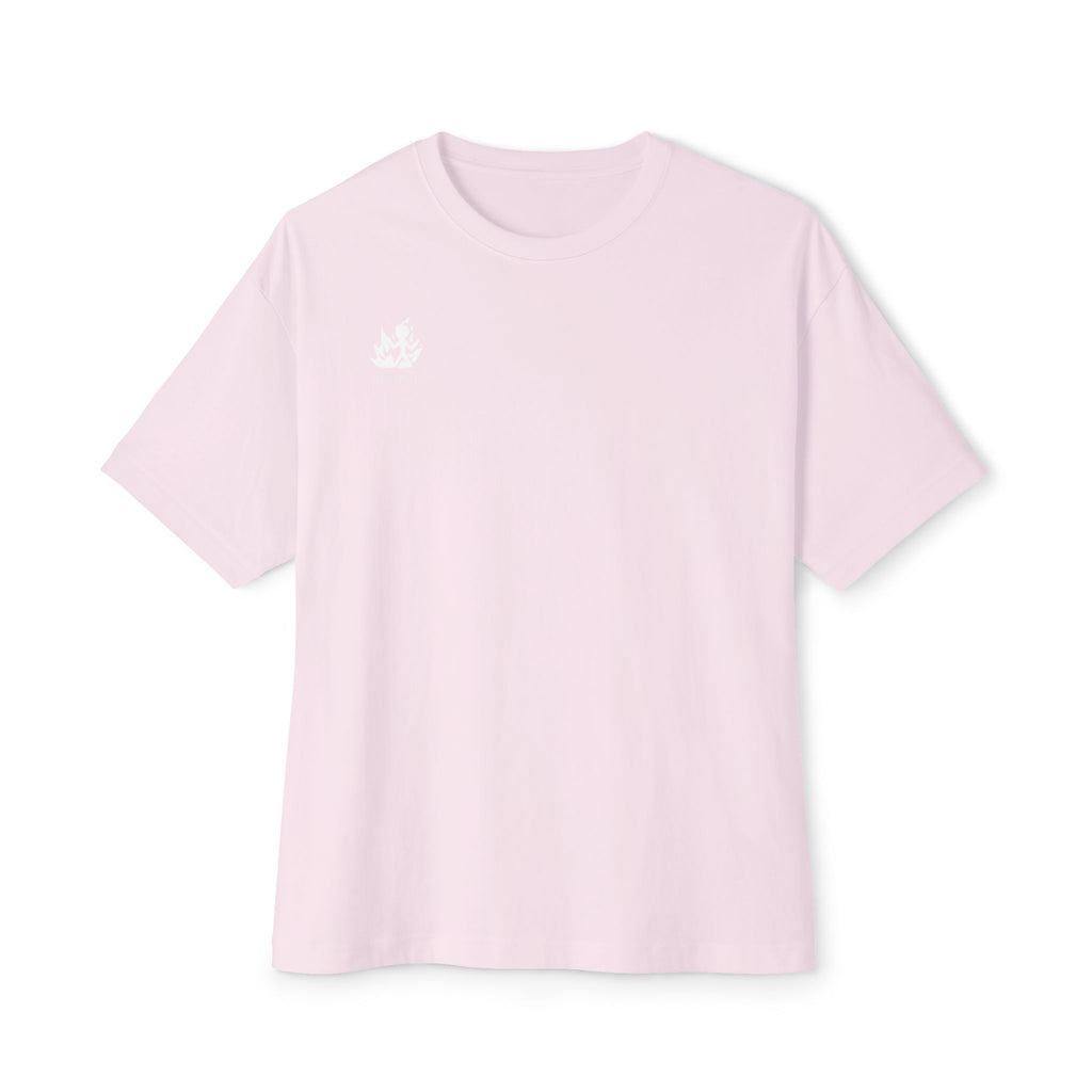 Pink Minimalist Floral Oversized Boxy T-Shirt