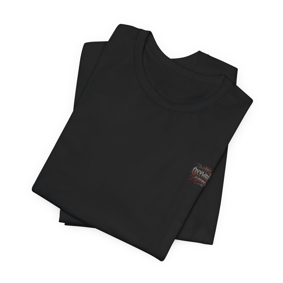 White Tee with Small Spiky Heart Graphic – Minimalist Punk Chest Logo Shirt