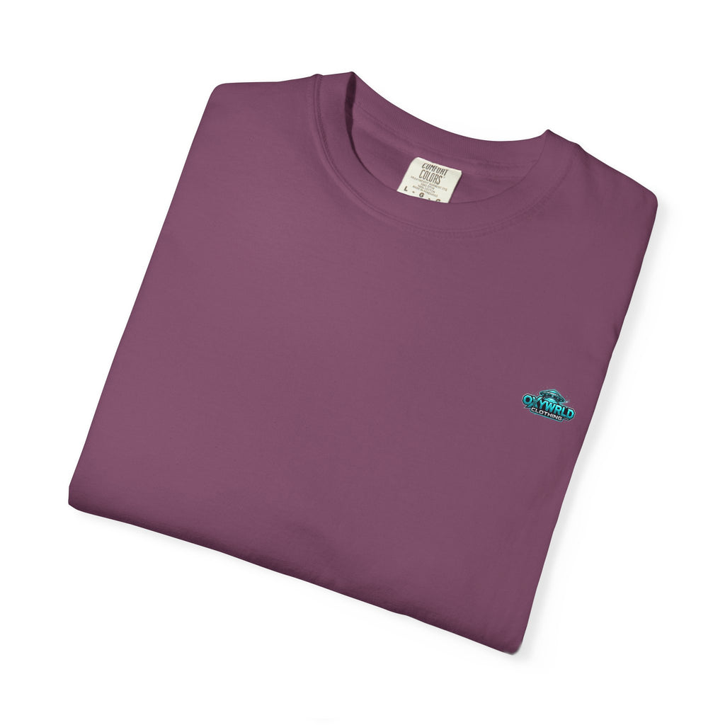 Minimal UFO Embroidered Tee — Small Alien Saucer Chest Patch