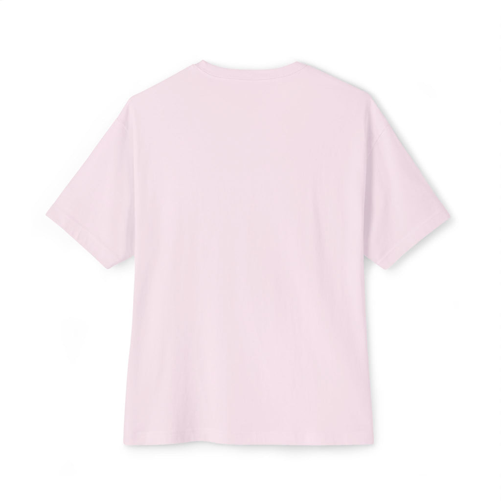 Pink Minimalist Floral Oversized Boxy T-Shirt