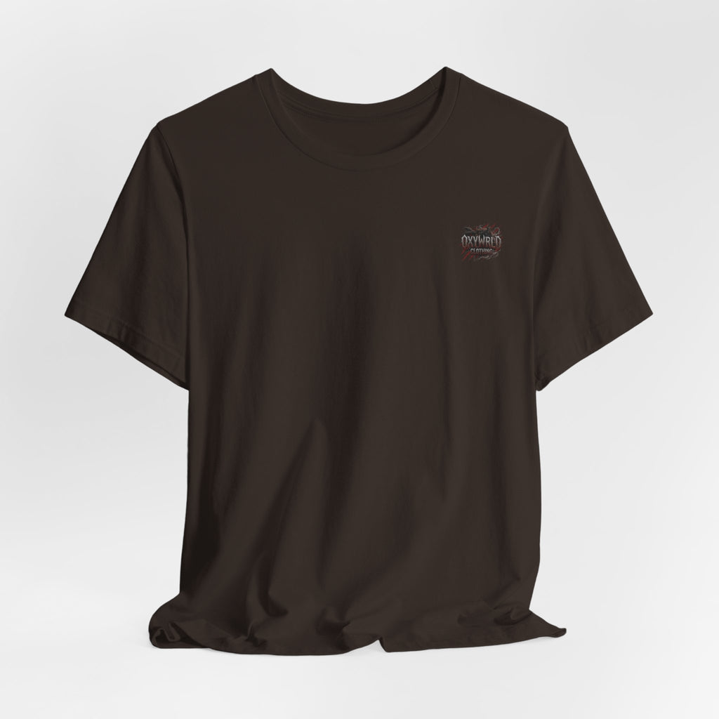 White Tee with Small Spiky Heart Graphic – Minimalist Punk Chest Logo Shirt