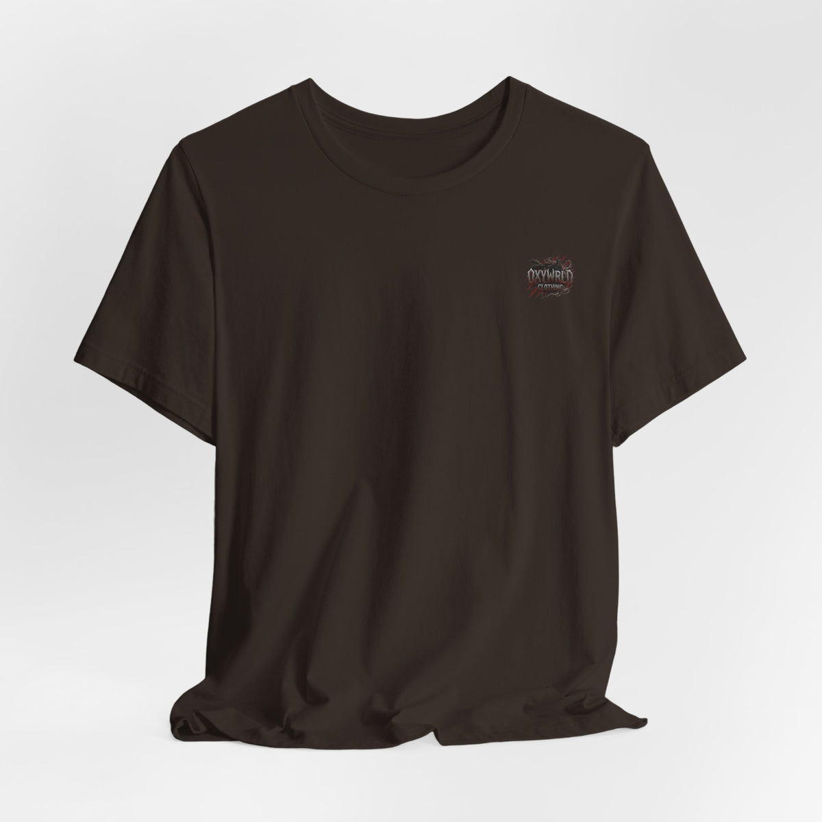 White Tee with Small Spiky Heart Graphic – Minimalist Punk Chest Logo Shirt